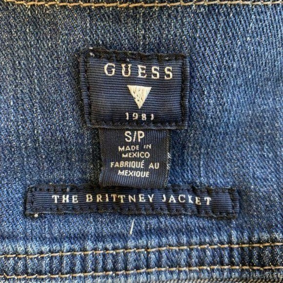 GUESS Denim Gold Buttons Raw Hem Distressed Jacket - Picture 8 of 9